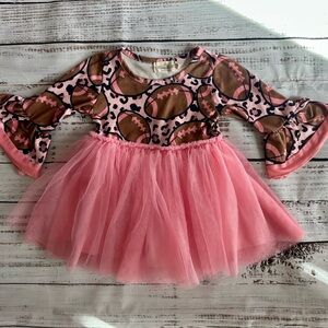 Marie Nicole Pink and Brown Football Print Dress